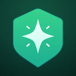 The SuperGuide app icon: the shield and spark on the deep green field