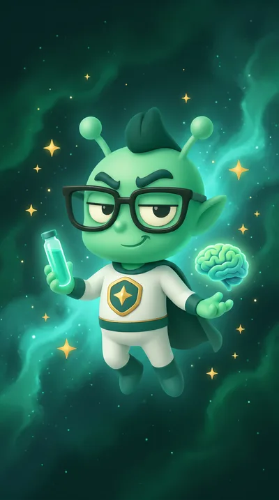 The in-app hero splash: Zylo floating on the cosmic aurora, the wordmark and tagline below